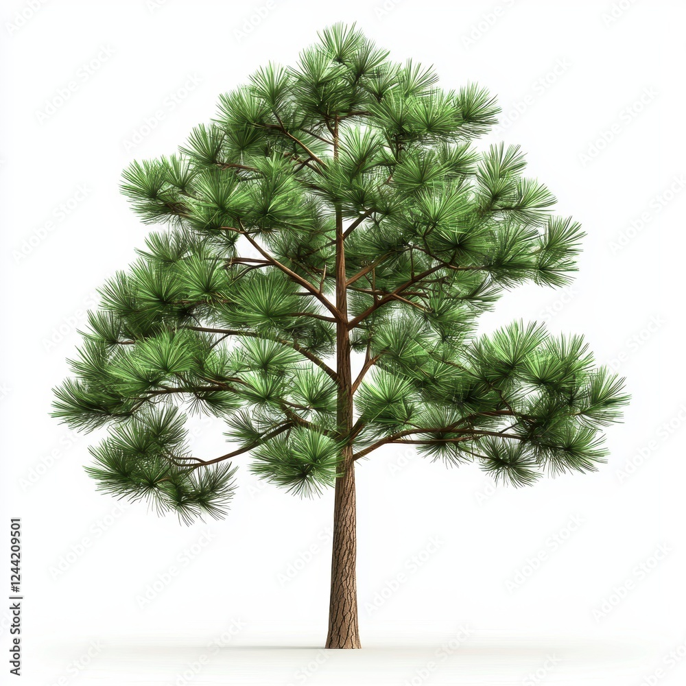 tall pine tree with detailed needles, isolated on white tall pine tree with detailed needles, isolated on white
