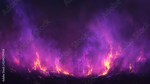 Mysterious purple fire flickering in the darkness