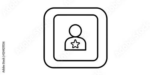Icon of a user with a star in a square frame