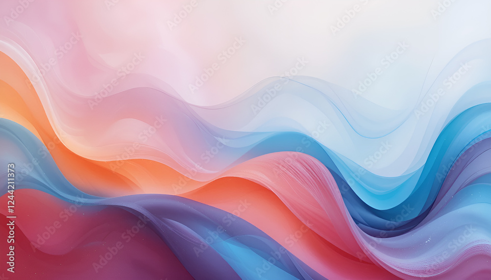 Abstract background with smooth waves in bright, pastel colors. Creates a sense of movement, dynamics and life. It is ideal for creating backgrounds and decorations. Abstract background with smooth waves in bright, pastel colors. Creates a sense of movement, dynamics and life. It is ideal for creating backgrounds and decorations.