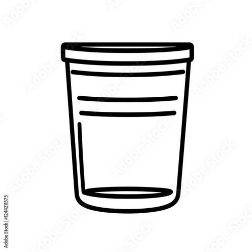 Empty plastic cup outline on white background
