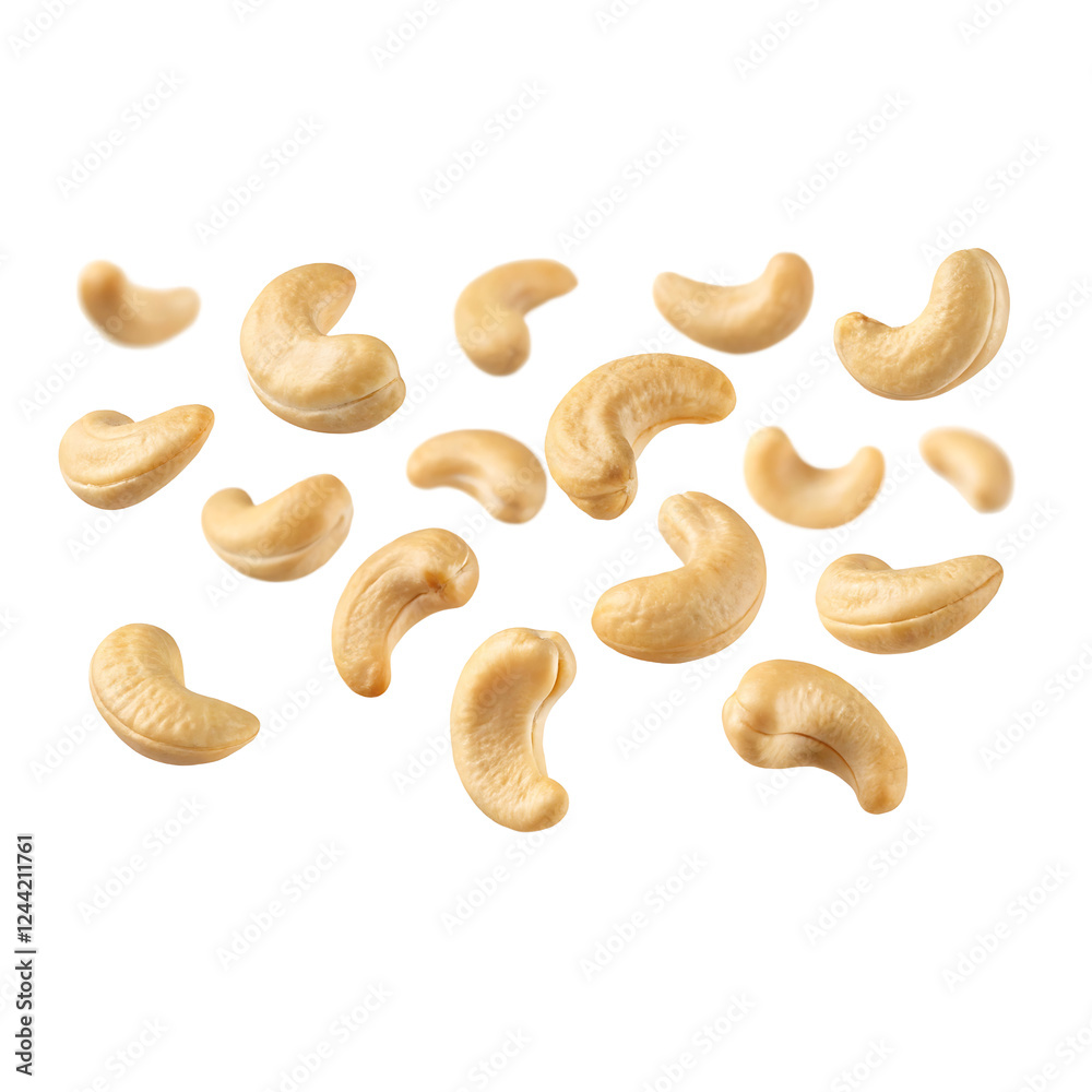 Falling cashew nuts with transparent background Falling cashew nuts with transparent background