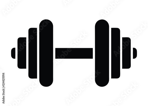 barbell icon, dumbbell silhouette vector illustration 