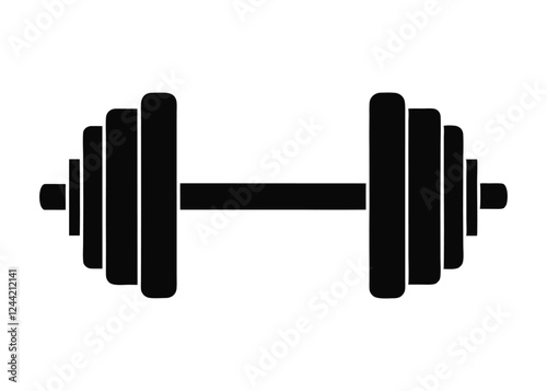 barbell icon, dumbbell silhouette vector illustration 