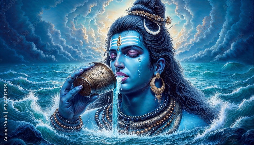 custom made wallpaper toronto digitalLord Shiva Drinking Halahala Poison During Samudra Manthan
