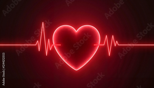 Glowing heart with ECG line promoting heart health, World Health Day photo