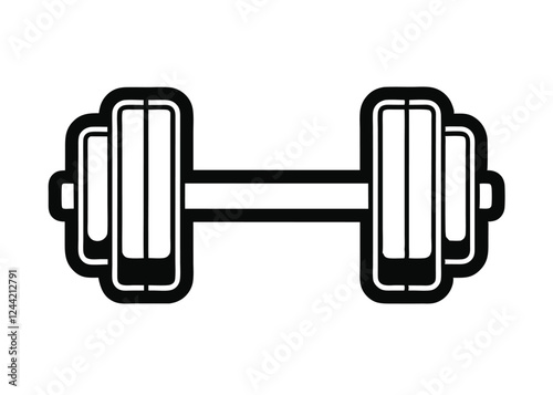 barbell icon, dumbbell silhouette vector illustration 