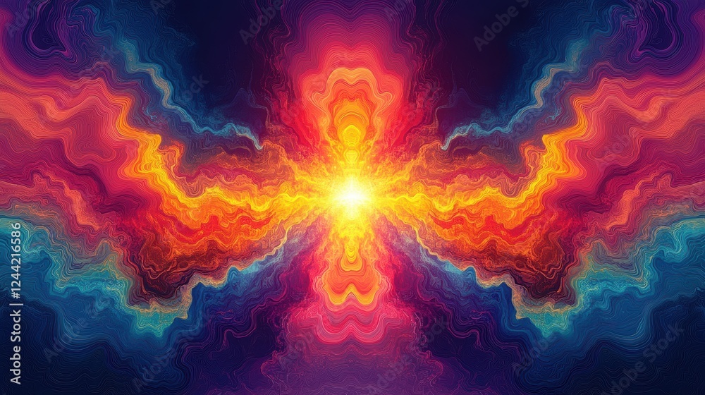 Fototapeta premium A vibrant abstract design resembling a cosmic explosion of colors.