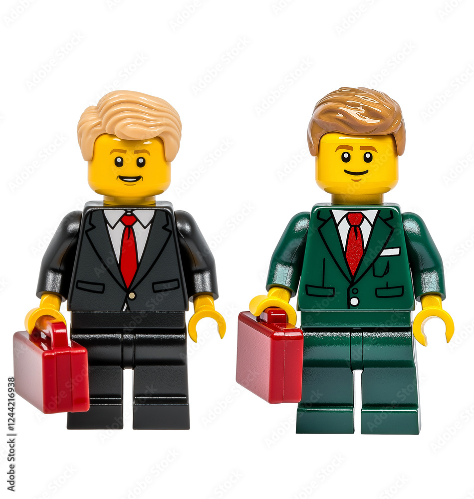 Fototapeta premium Two lego figures - Businessmen with briefcase