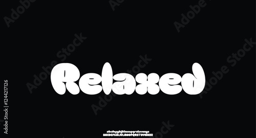 Relaxed, futuristic rounded display font design, alphabet, typeface, letters and numbers, typography.
