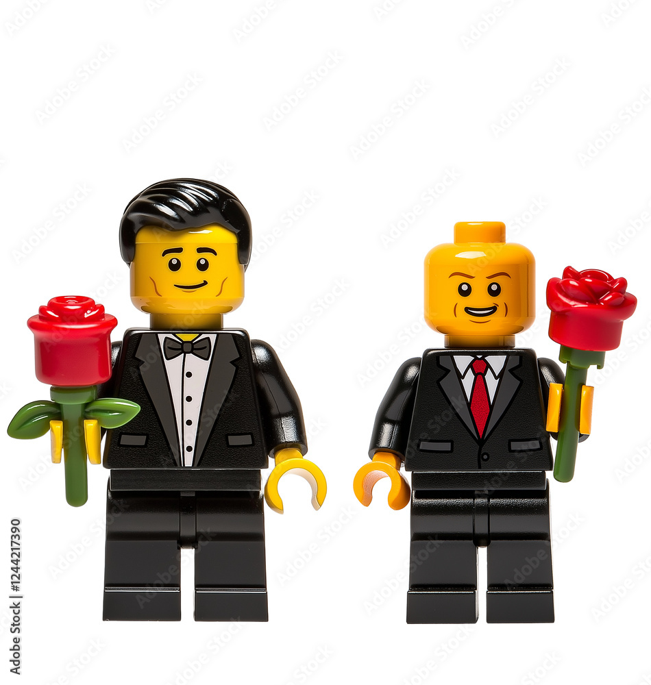 Fototapeta premium Two lego figures - Men with a rose