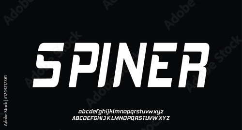 Spiner, Sport Modern Future bold Alphabet Font Logo. Typography urban italic style fonts technology, sport, movie brand and logos. vector illustration
