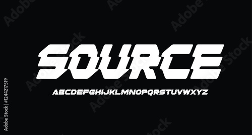 Source, Sport Modern Future bold Alphabet Font Logo. Typography urban italic style fonts technology, sport, movie brand and logos. vector illustration
