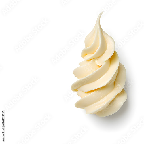 Creamy texture twirled mayonnaise swirl isolated on white photo