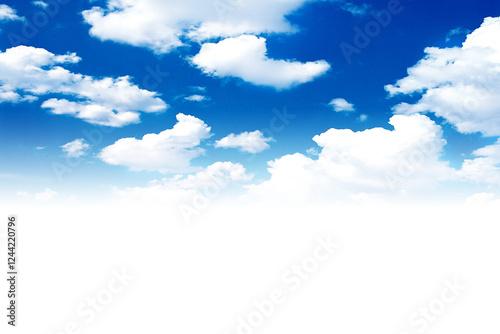 Fototapeta Naklejka Na Ścianę i Meble -  blue sky with white clouds in png, transparent background of blue sky and white clouds