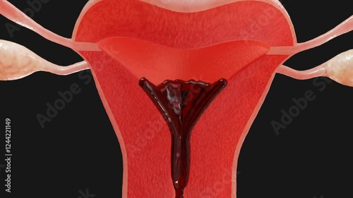 3D visualization of menstruation, period

