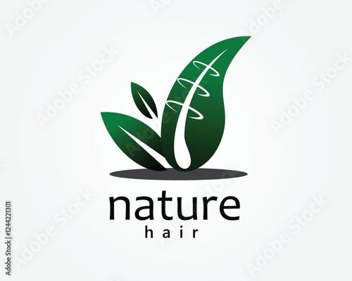 creative hair treatment natural logo, strands of hair in a leaf logo for hair salon, hair treatment, and others logo template