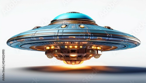 realistic ufo isolated on white background ai generated