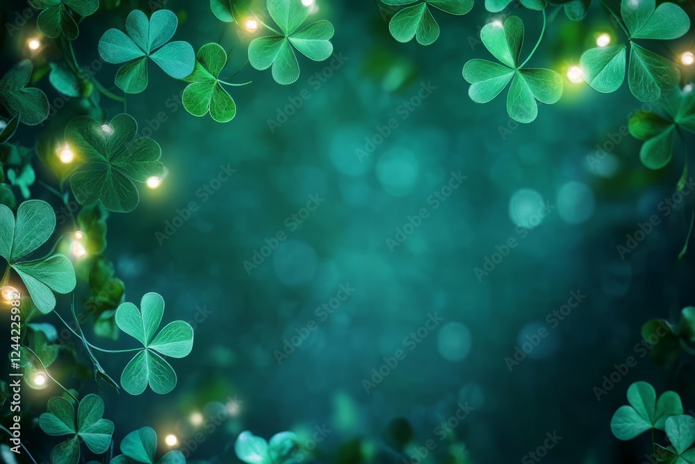 Glittering Green Shamrock Frame on Dark Emerald Background – St. Patrick’s Day Border
Glittering Green Shamrock Frame on Dark Emerald Background – St. Patrick’s Day Border