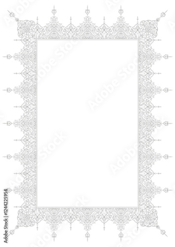 Persian arabic border SVG. Arabic calligraphy border. Black line digital frame. Islamic art. Oriental border ornament. Persian border design