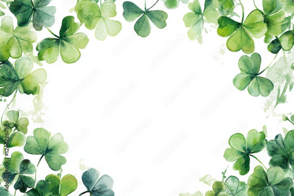Soft Green Watercolor Shamrock Frame on White – St. Patrick’s Day Design Soft Green Watercolor Shamrock Frame on White – St. Patrick’s Day Design