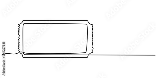 cinema Ticket continuous one line drawing, Ticket Single Line Icon, Single continuous line drawing of ticket. one line draw design graphic vector illustration, Cinema tickets seamless texture.