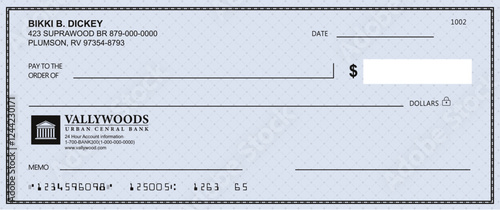 Bank check, vector blank money cheque, checkbook template with guilloche pattern and fields. Currency payment coupon, money check background	