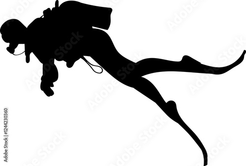 scuba diver silhouette on white background vector