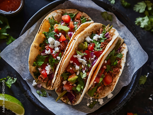 Mexican tacos food for advertising photo