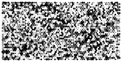 Halftone hexagon pattern. Random vector noise texture.