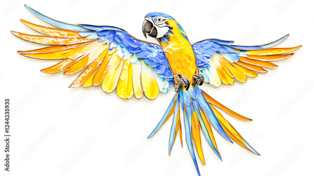 Vibrant Blue and Yellow Macaw Parrot with Colorful Plumage