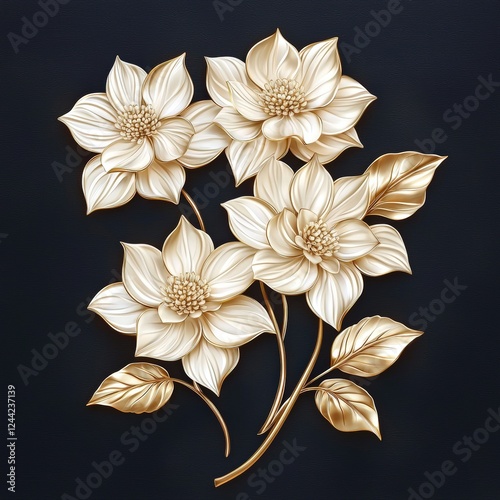 Elegant Golden Floral Arrangement on a Dark Background for Home Decor