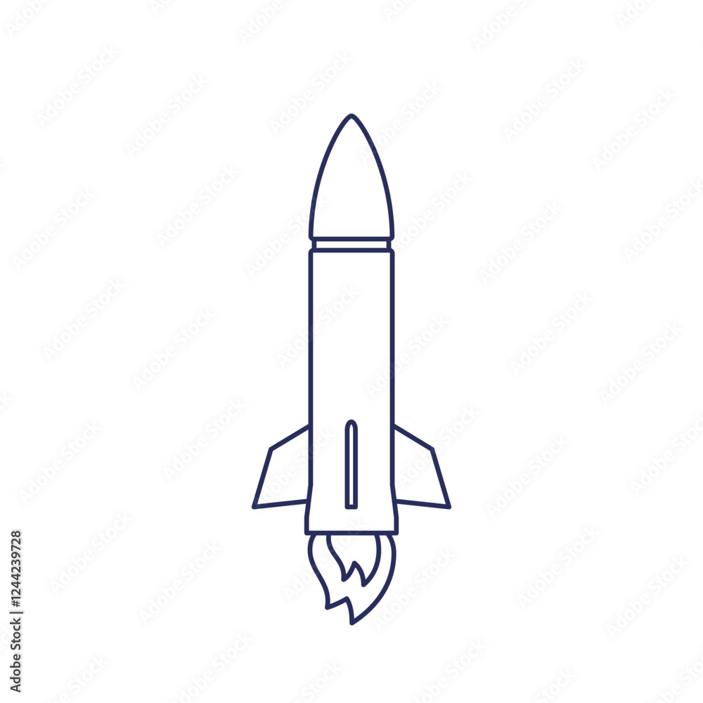 Obraz premium Ballistic missile on white, line vector