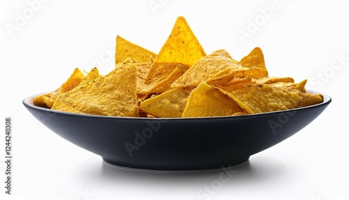 tortilla mexican nachos chips on black bowl isolated on white background ai generated