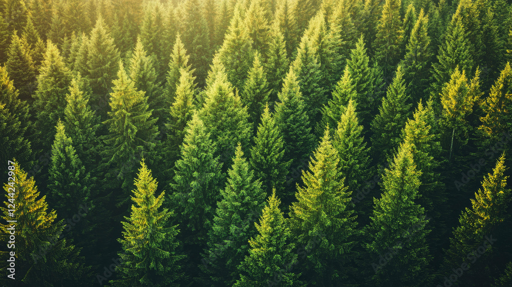 Dense green forest viewed from above, showcasing nature's ability to absorb CO2 Dense green forest viewed from above, showcasing nature's ability to absorb CO2