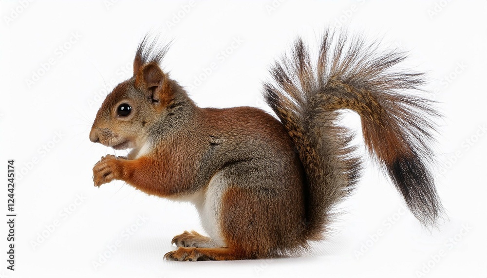 view from side of squirrel isolated on white background white background view from side of squirrel isolated on white background white background