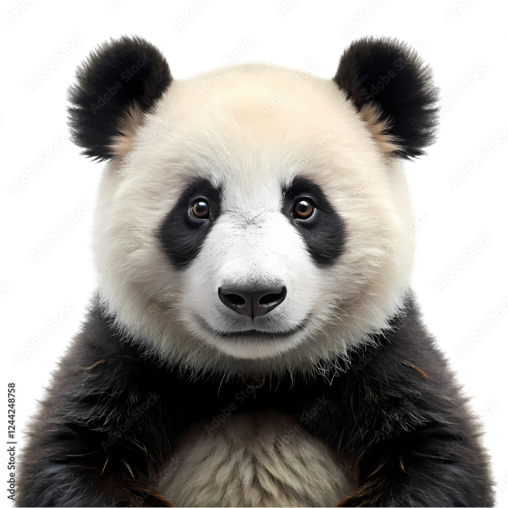 Fototapeta premium Adorable giant panda close up portrait wildlife animal fur cute asia calm on transparent background