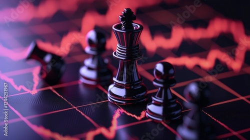 Chess pieces on financial graph - strategic market analysis concept