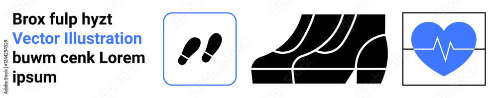 Footsteps, running feet in motion, and a heart monitor icon symbolize activity, health, and wellness. Ideal for fitness, cardio training, lifestyle, health apps medical checks sports promotion Footsteps, running feet in motion, and a heart monitor icon symbolize activity, health, and wellness. Ideal for fitness, cardio training, lifestyle, health apps medical checks sports promotion