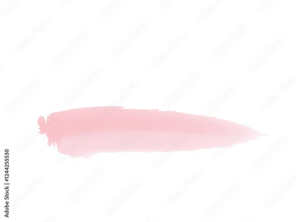 pale pink watercolor brushstroke on pure white surface with subtle blending, blended colors, pale pink watercolor, brushstroke mark