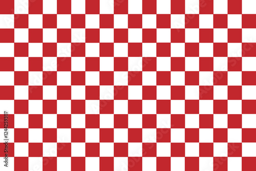 Groovy Checkerboard pattern for wallpaper. Abstract illustration of with white and red square cells. Op art pattern checkered textures. seamless geometric pattern, eps10