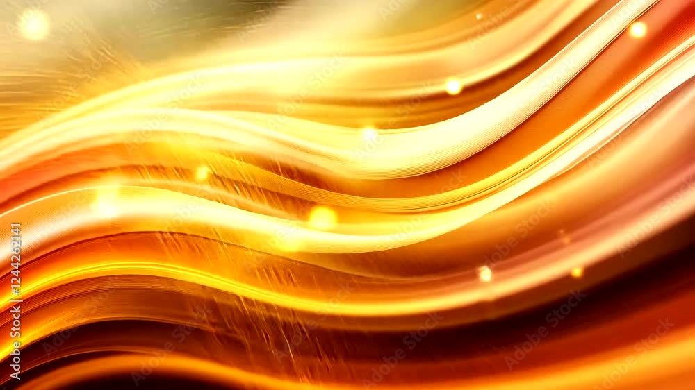 Golden waves flow, bokeh background, abstract art, design Golden waves flow, bokeh background, abstract art, design