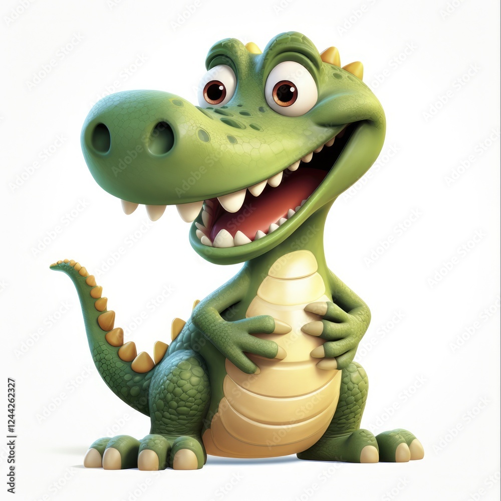 Naklejka premium Cheerful Crocodile Cartoon in African Wilderness for Children's Artwork or Clipart Designs