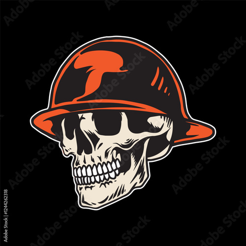 Skull wearing hard had construction