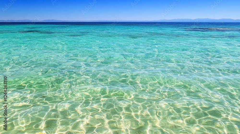 Serene Coastal Waters: A Stunning View of Azure Water and Horizon Serene Coastal Waters: A Stunning View of Azure Water and Horizon
