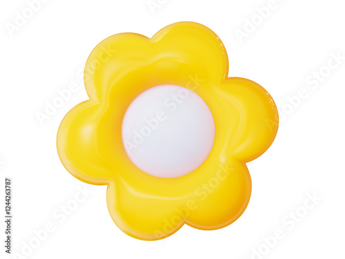 3D cute yellow inflatable flower isolated on a white background. Suitable for environmental projects, seasonal design, and floral decor. Vector illustration