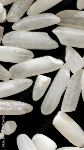 white rice on a black isolated background