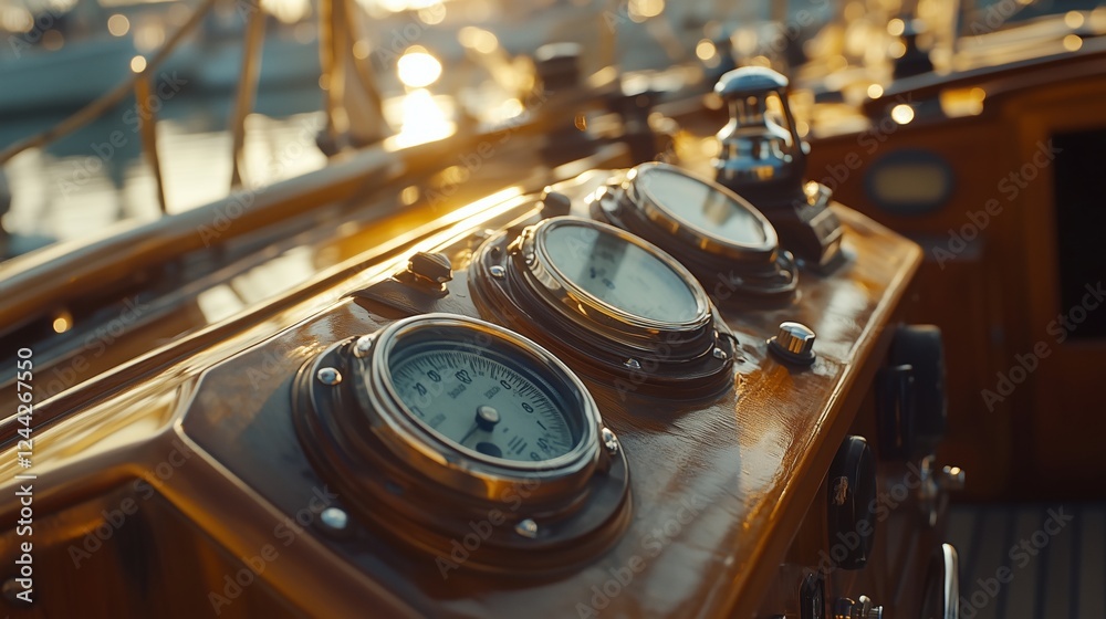 Fototapeta premium Close up of retro yacht dashboard