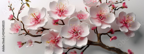 Elegant Sakura Blossoms – A delicate and artistic close-up of cherry blossoms in soft pink and white tones, set against a light background. perfect for a Facebook cover photo