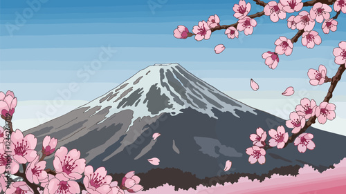 Mount Fuji with Cherry Blossoms